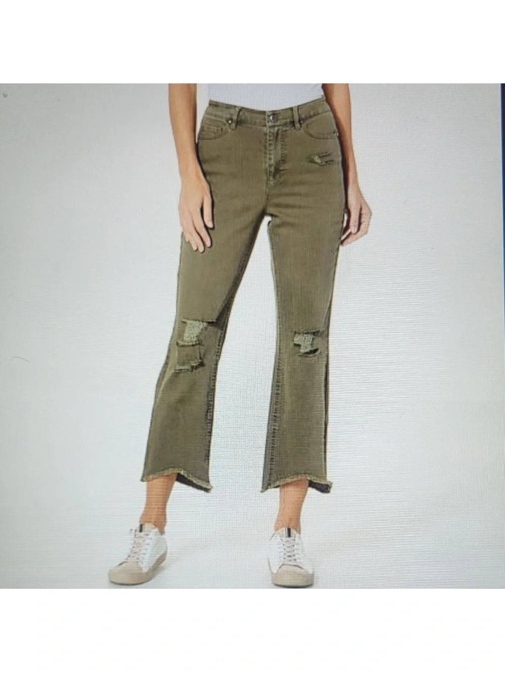 G by Giuliana Olive Green Distressed Straight Leg Jeans NWT retail: $59 size:2
